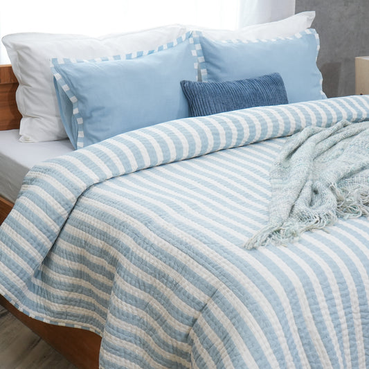 Mellow - Blue Cotton Stripe Quilt