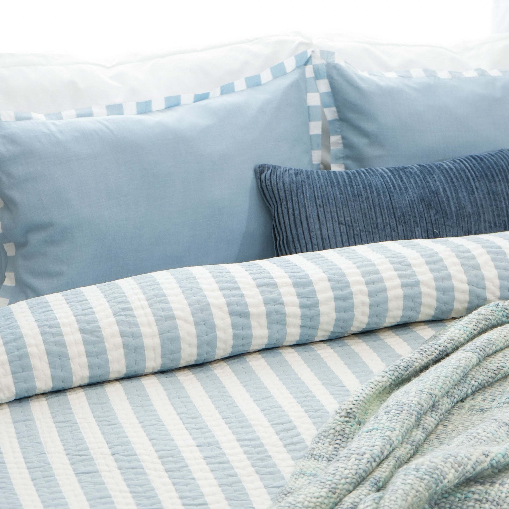 Mellow - Blue Cotton Stripe Quilt
