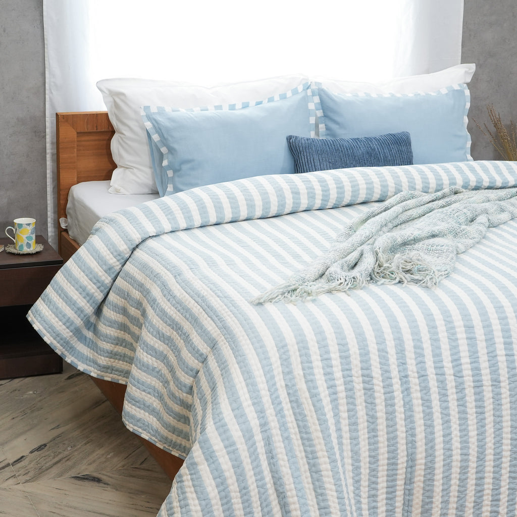 Mellow - Blue Cotton Stripe Quilt