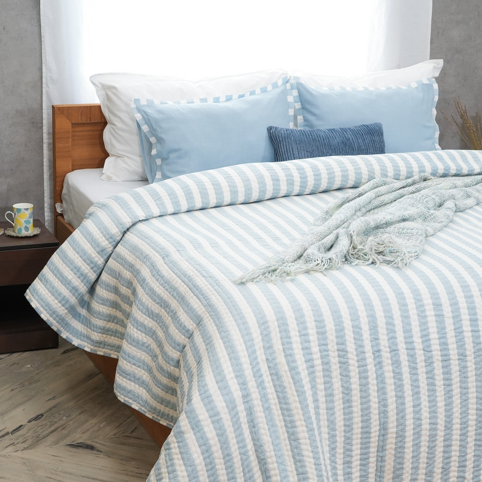 Mellow - Blue Cotton Stripe Quilt