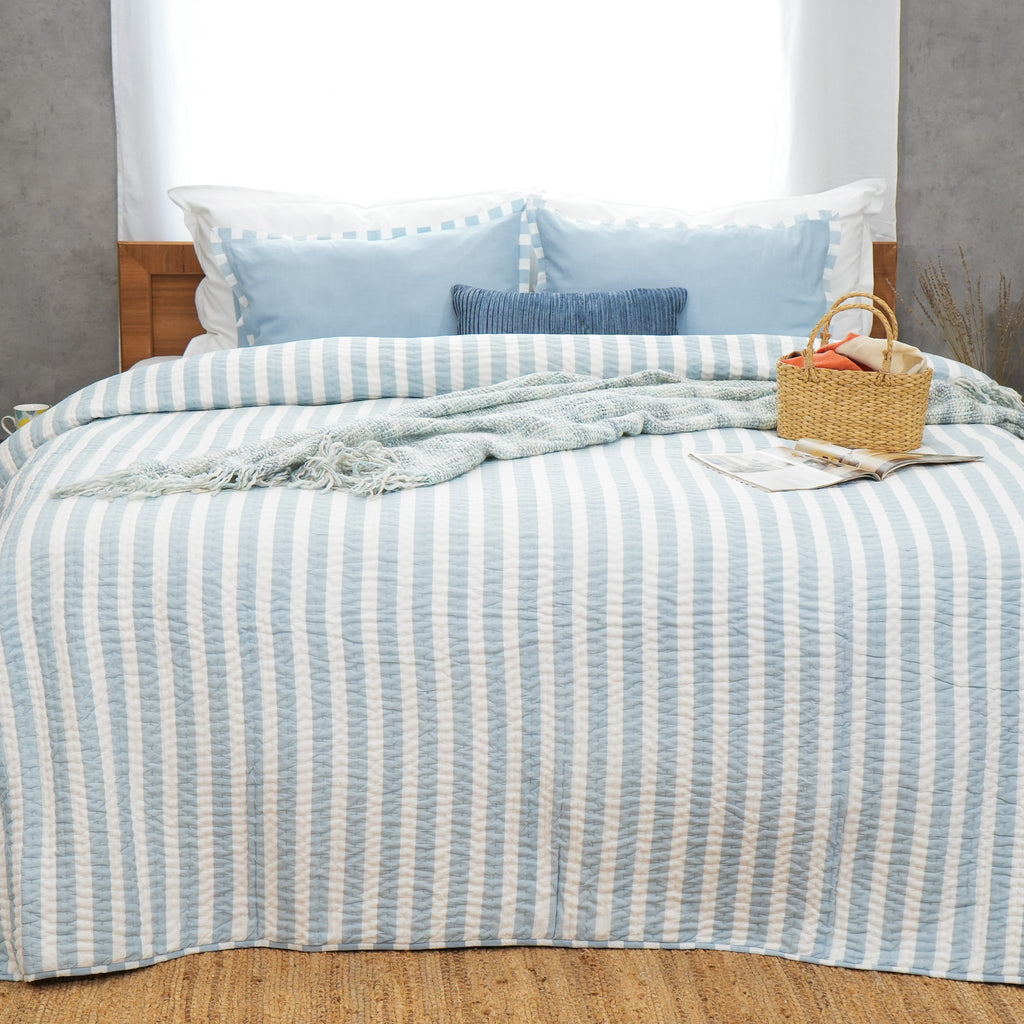 Mellow - Blue Cotton Stripe Quilt