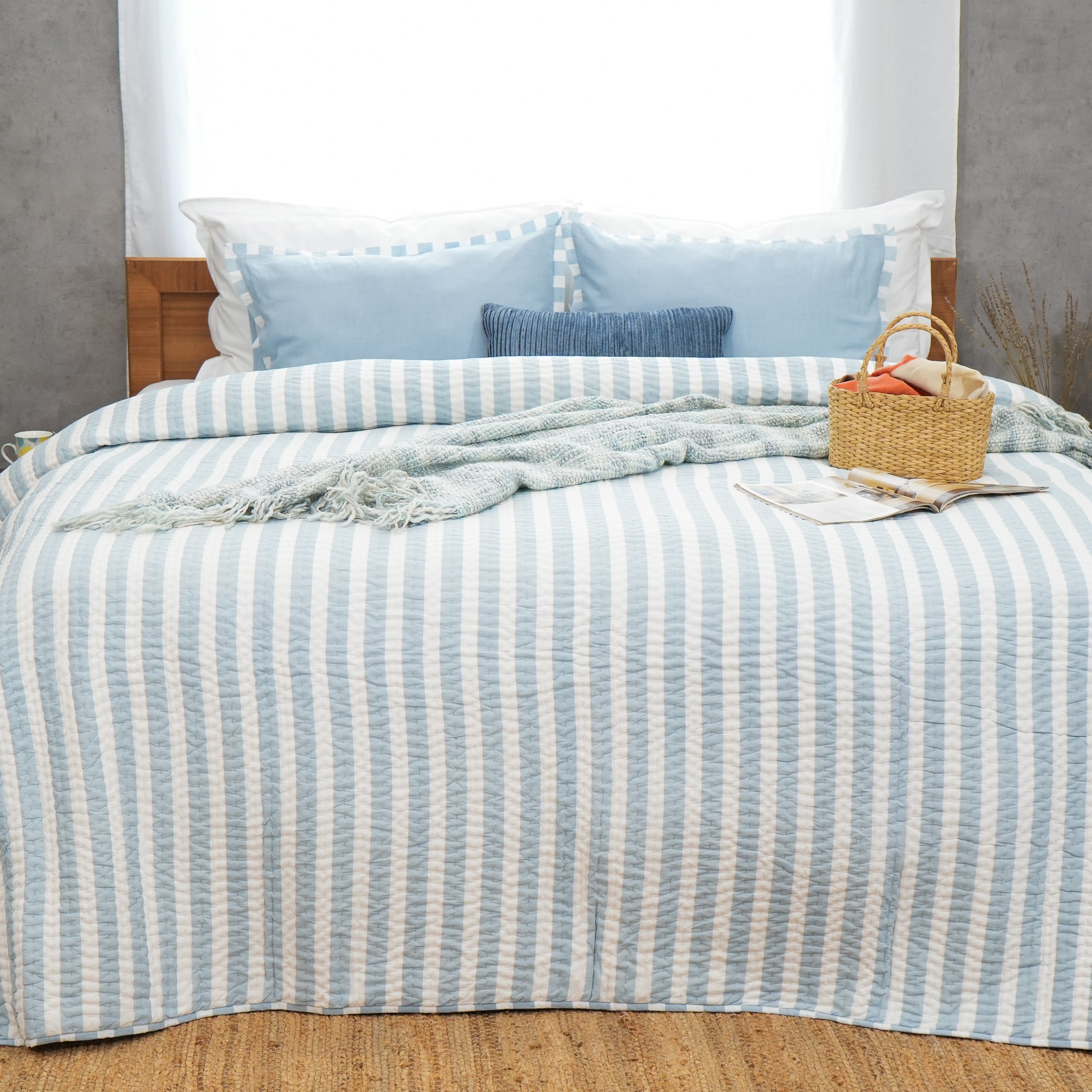 Mellow - Blue Cotton Stripe Quilt