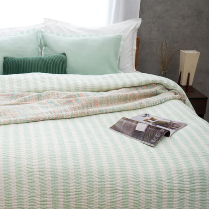 Mellow - Green Cotton Stripe Quilt