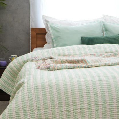 Mellow - Green Cotton Stripe Quilt