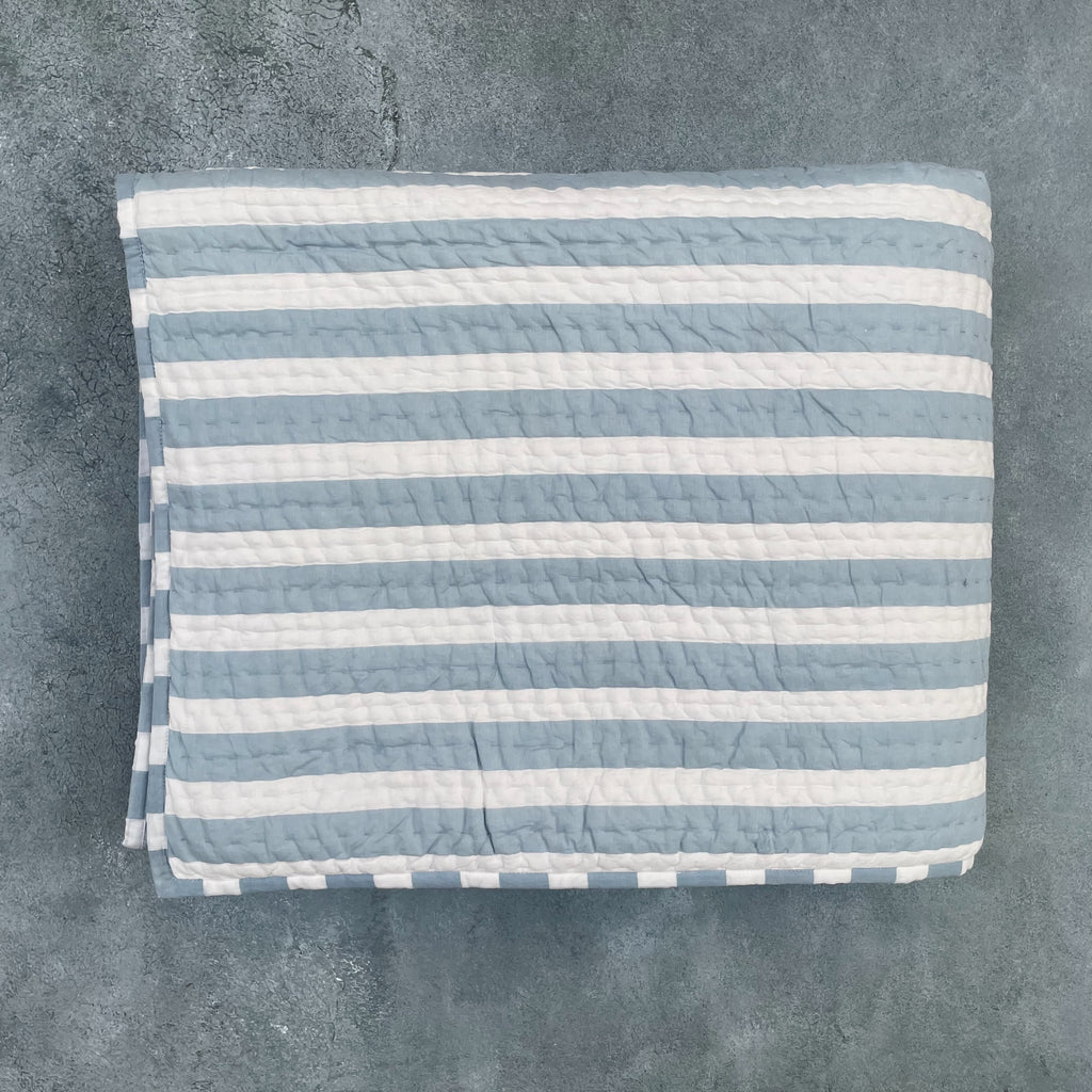 Mellow - Blue Cotton Stripe Quilt