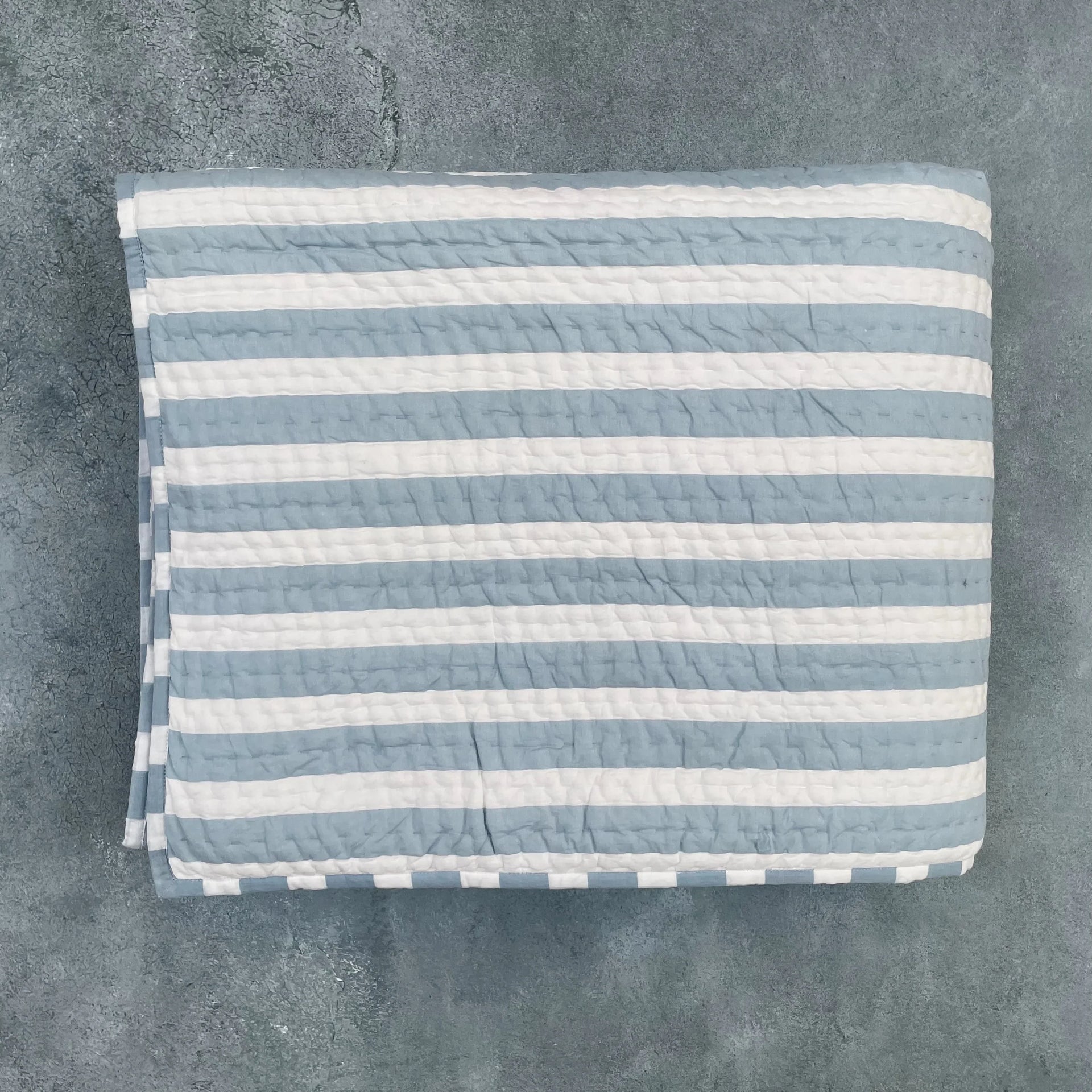 Mellow - Blue Cotton Stripe Quilt