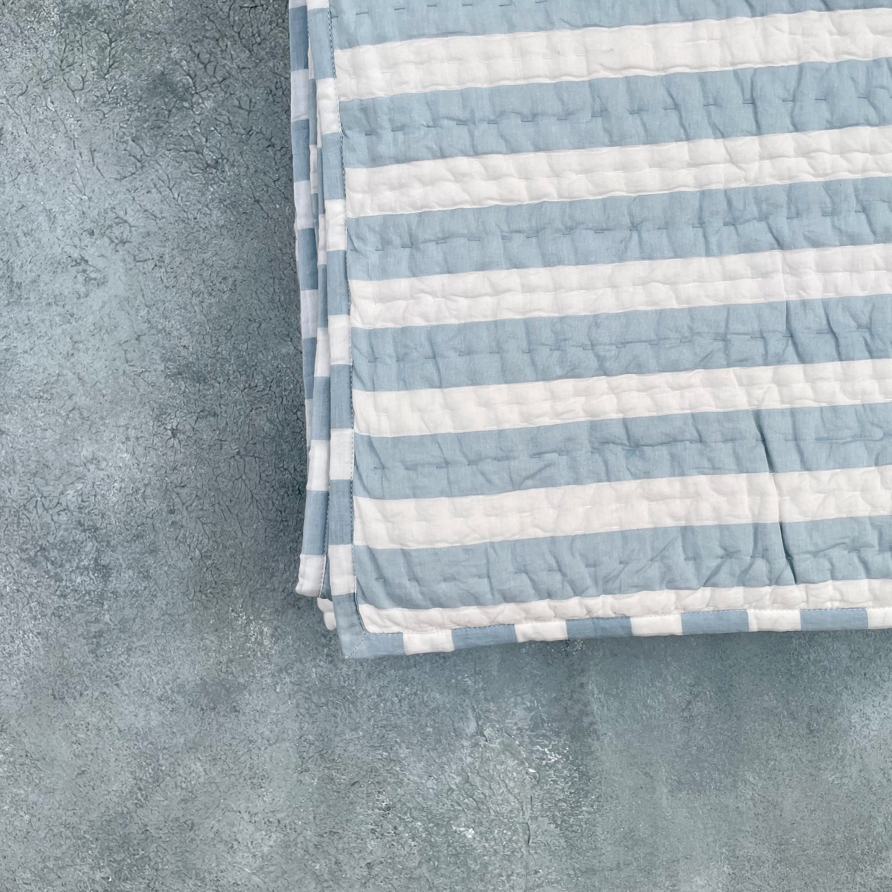 Mellow - Blue Cotton Stripe Quilt
