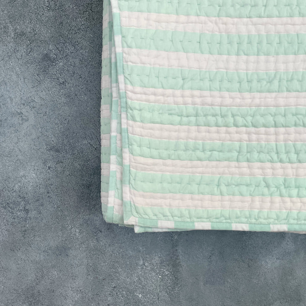 Mellow - Green Cotton Stripe Quilt