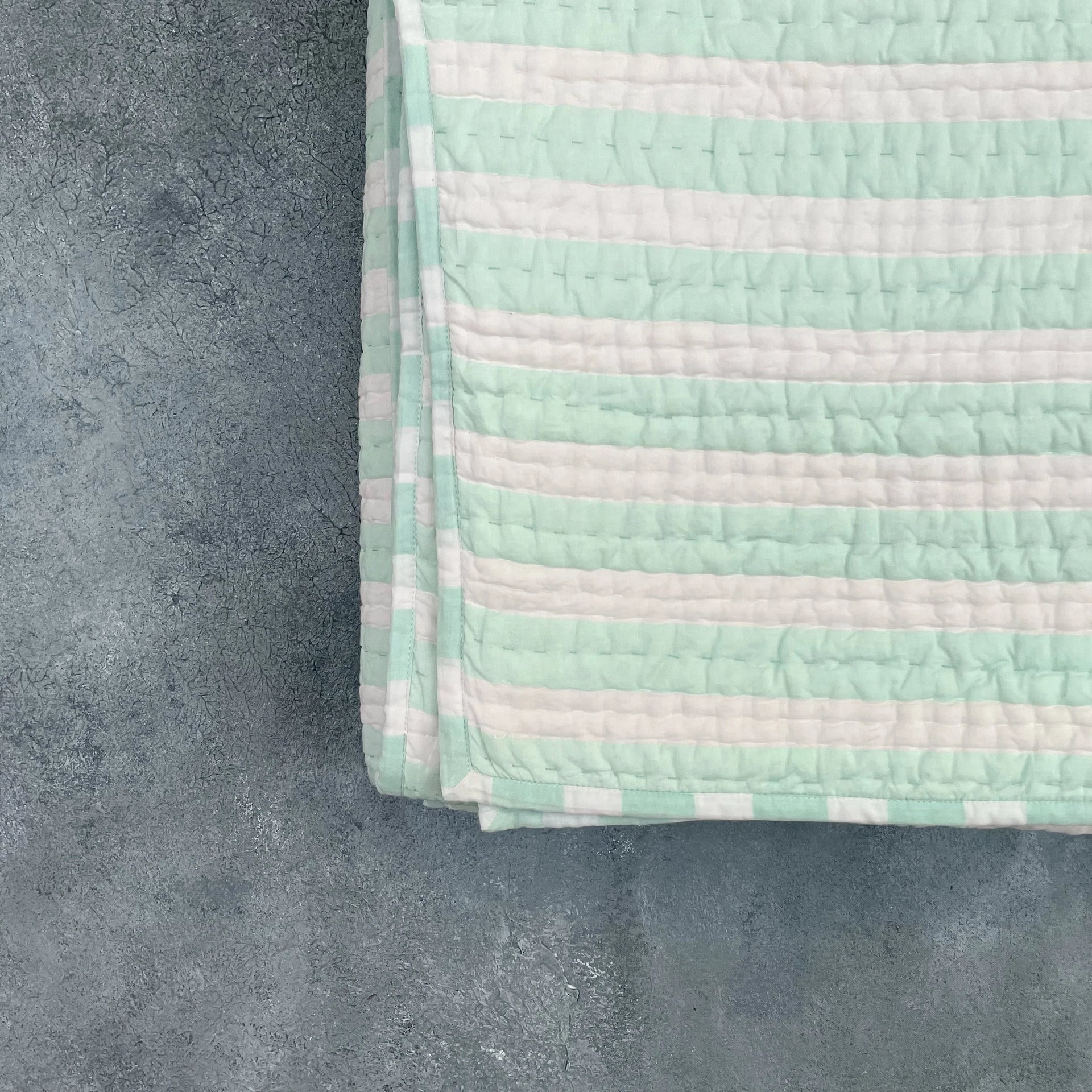 Mellow - Green Cotton Stripe Quilt