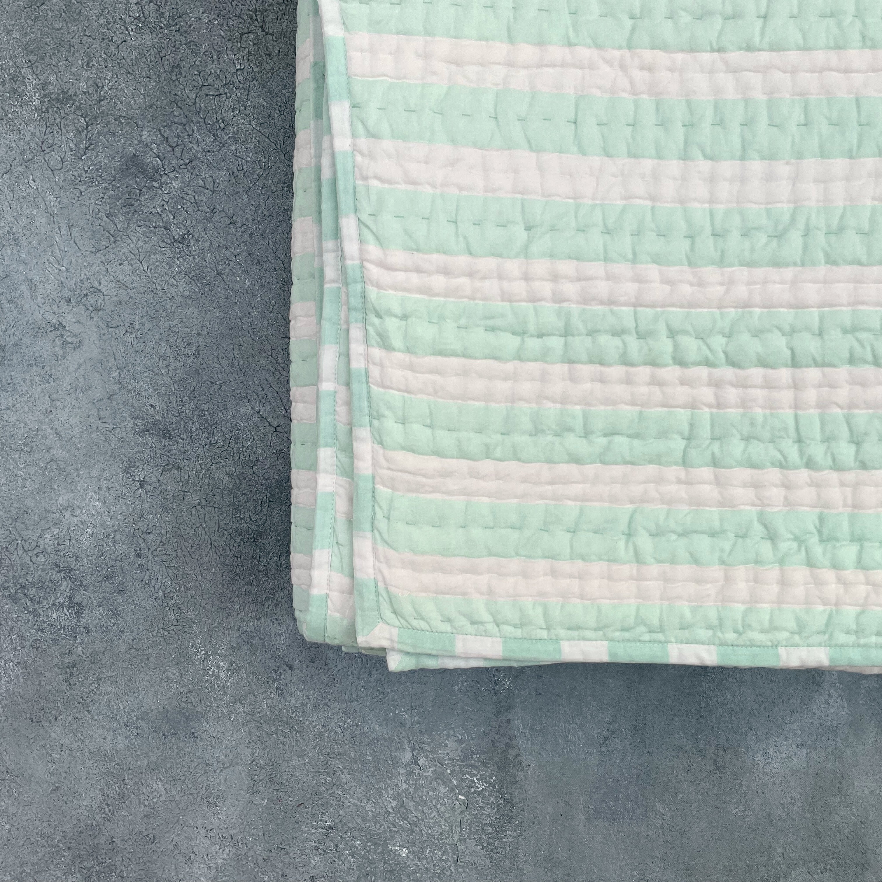 Mellow - Green Cotton Stripe Quilt