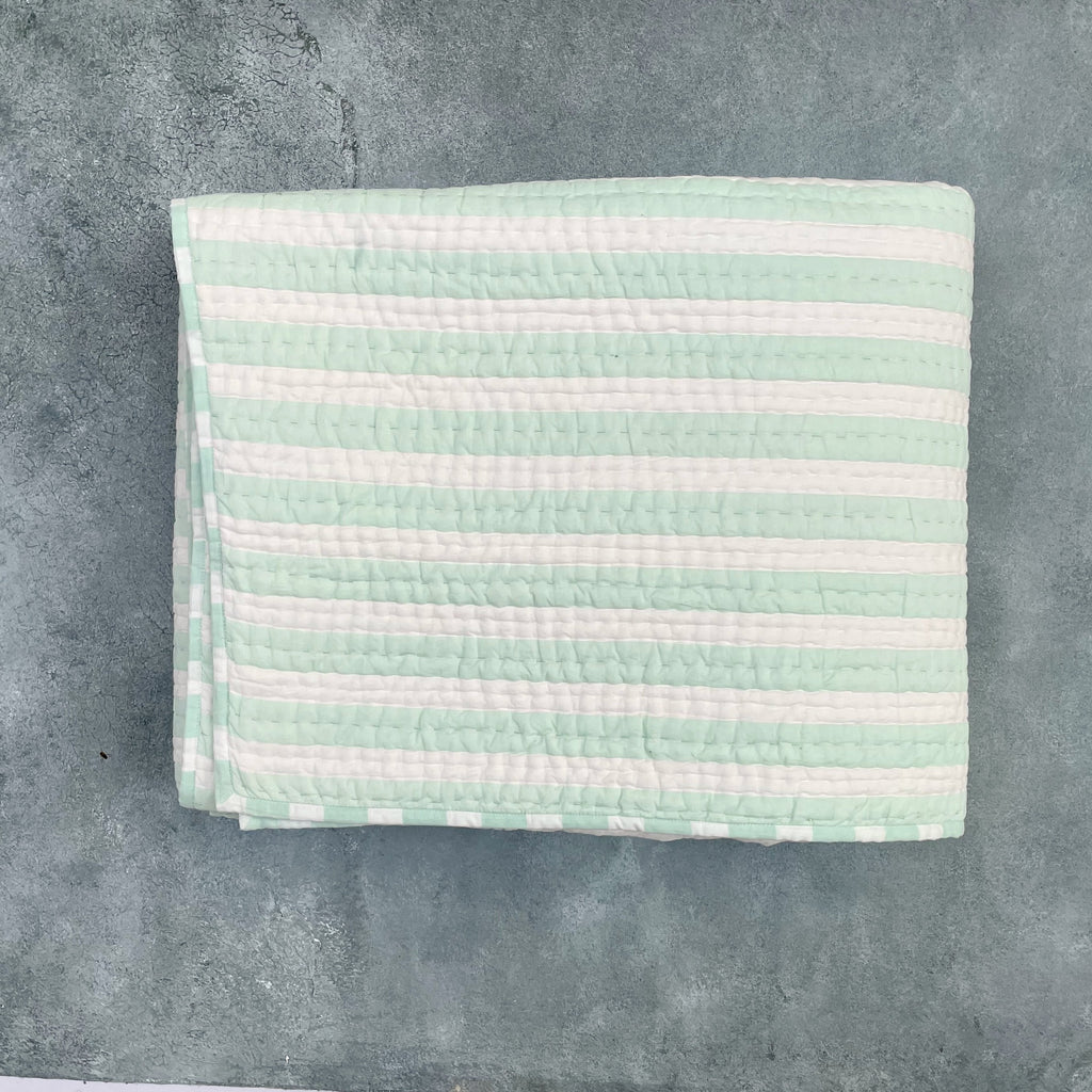 Mellow - Green Cotton Stripe Quilt