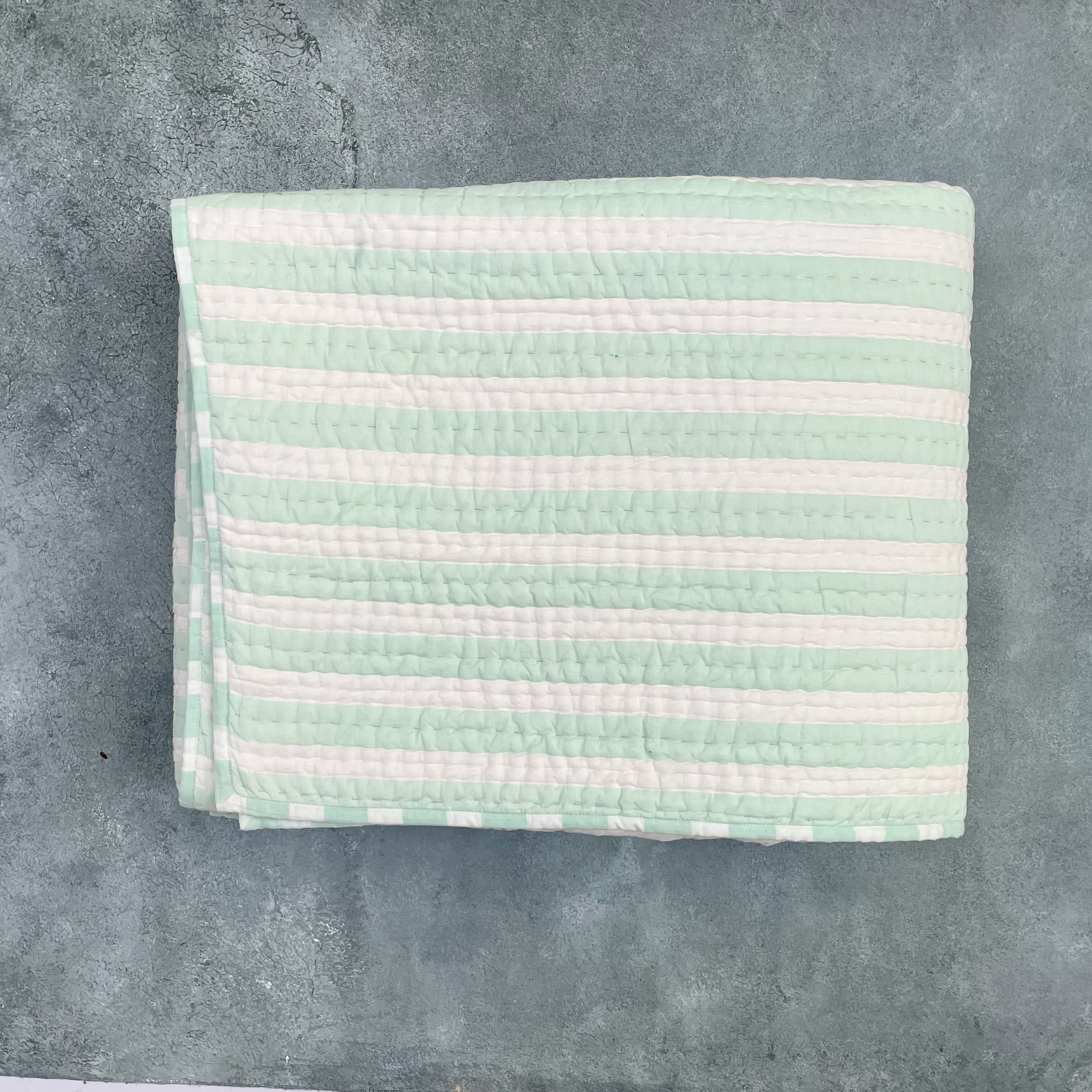 Mellow - Green Cotton Stripe Quilt
