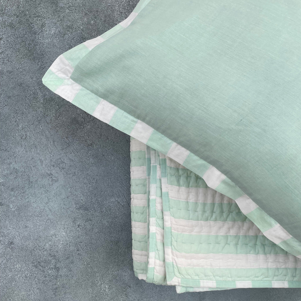 Mellow - Green Cotton Stripe Quilt