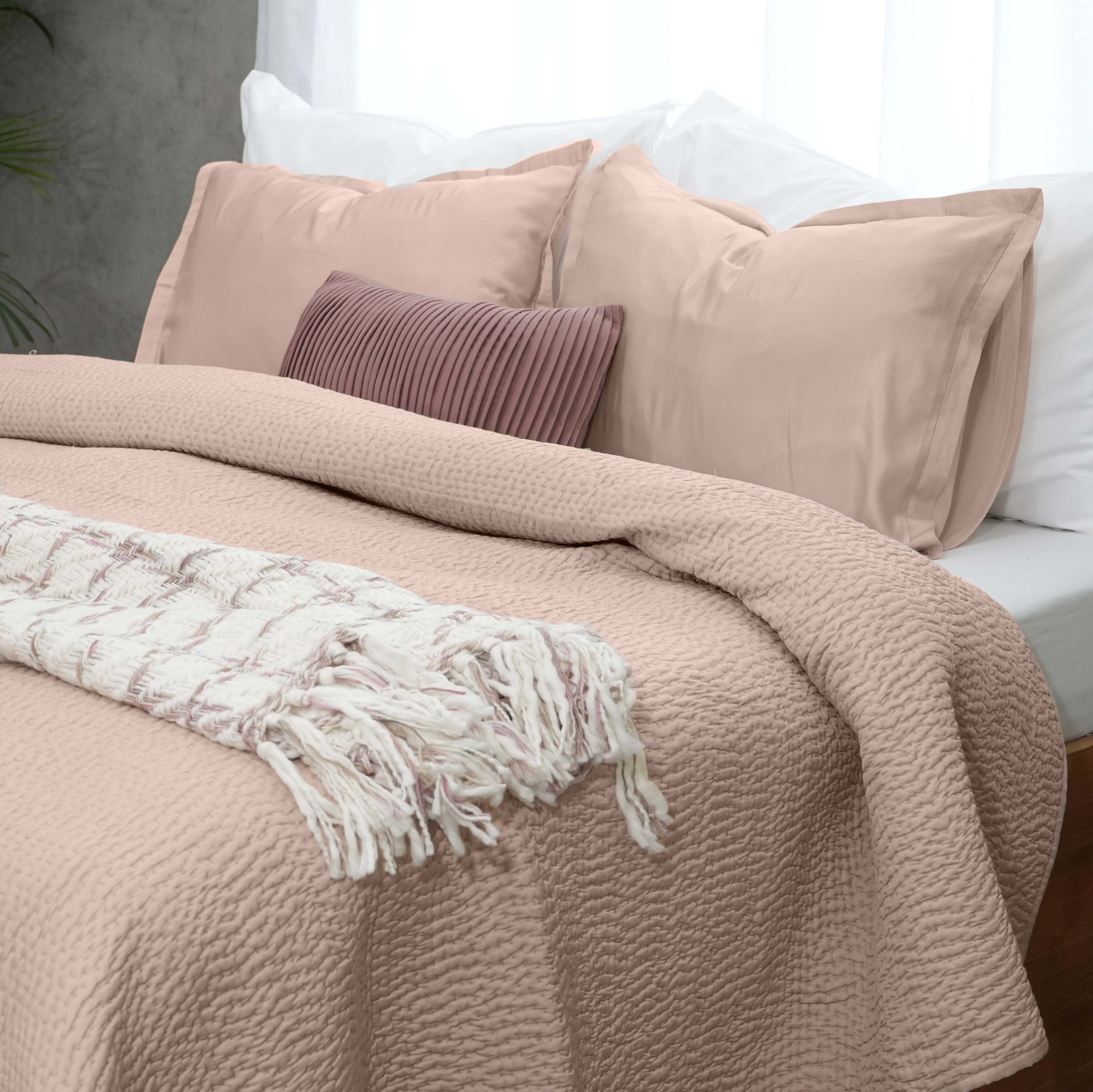Serenity - Rose Gold Kantha Silk Quilt