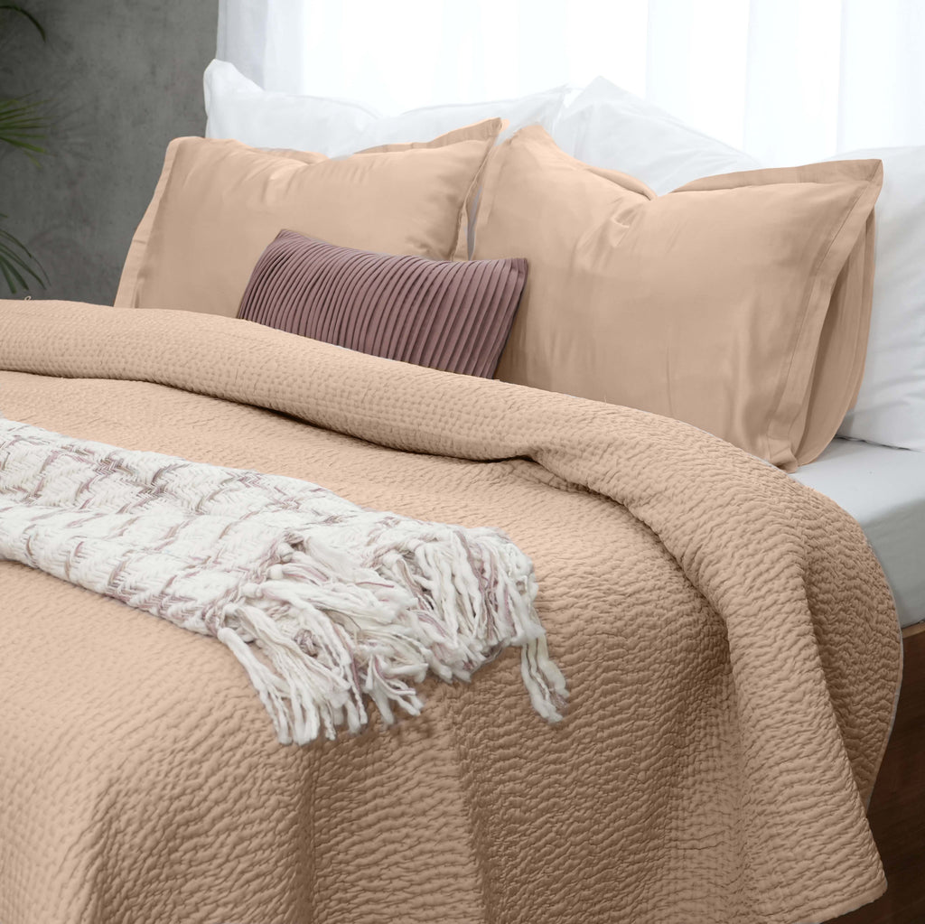 Serenity - Champagne Kantha Silk Quilt
