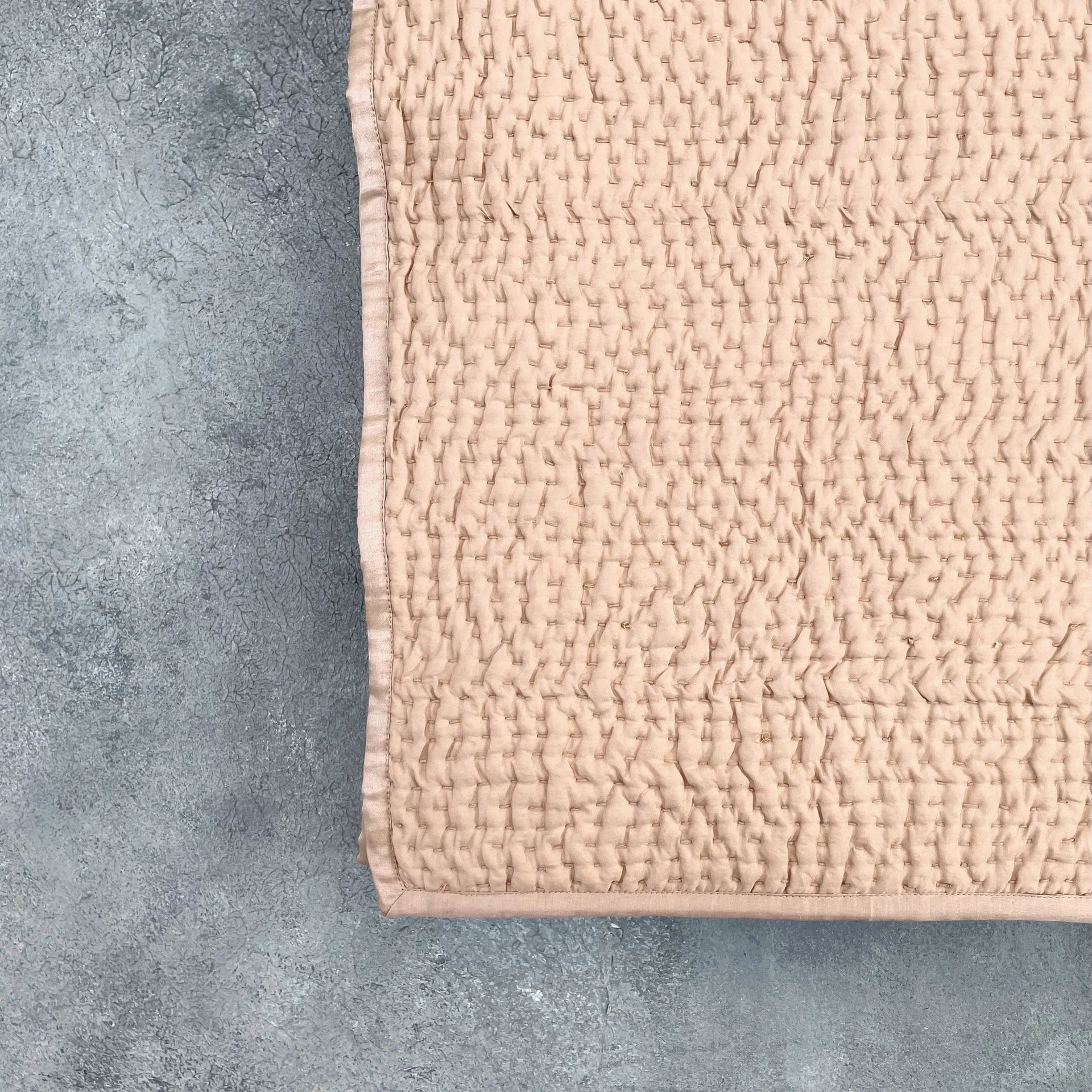 Serenity - Champagne Kantha Silk Quilt