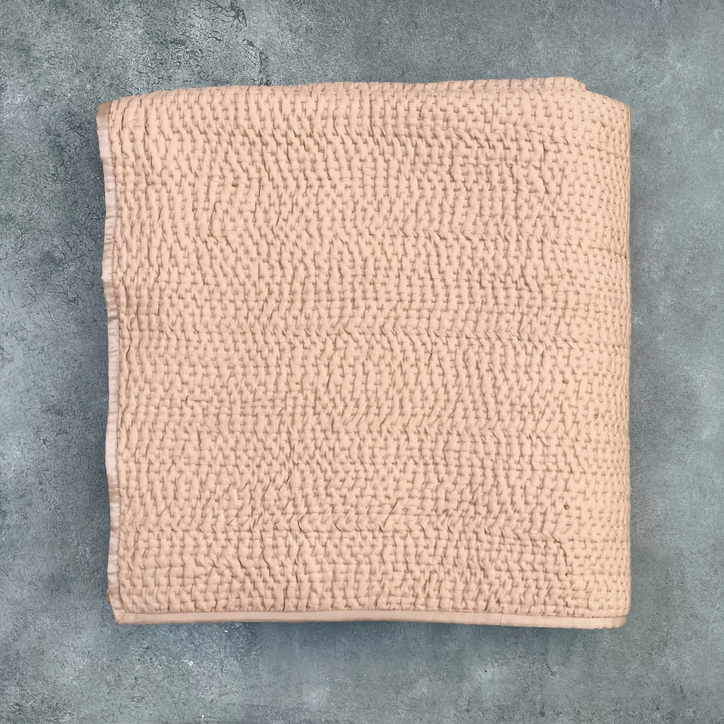 Serenity - Champagne Kantha Silk Quilt