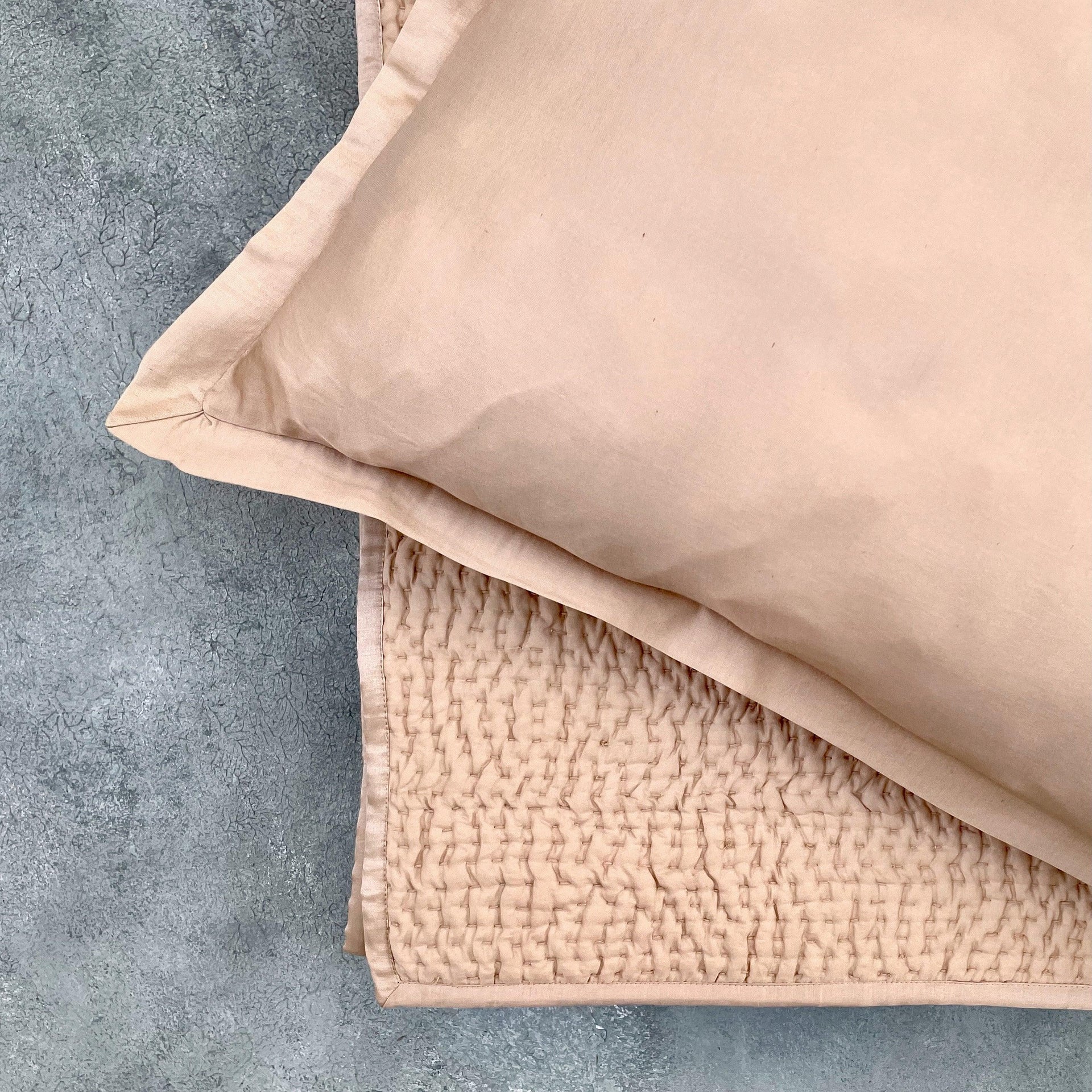 Serenity - Champagne Kantha Silk Quilt
