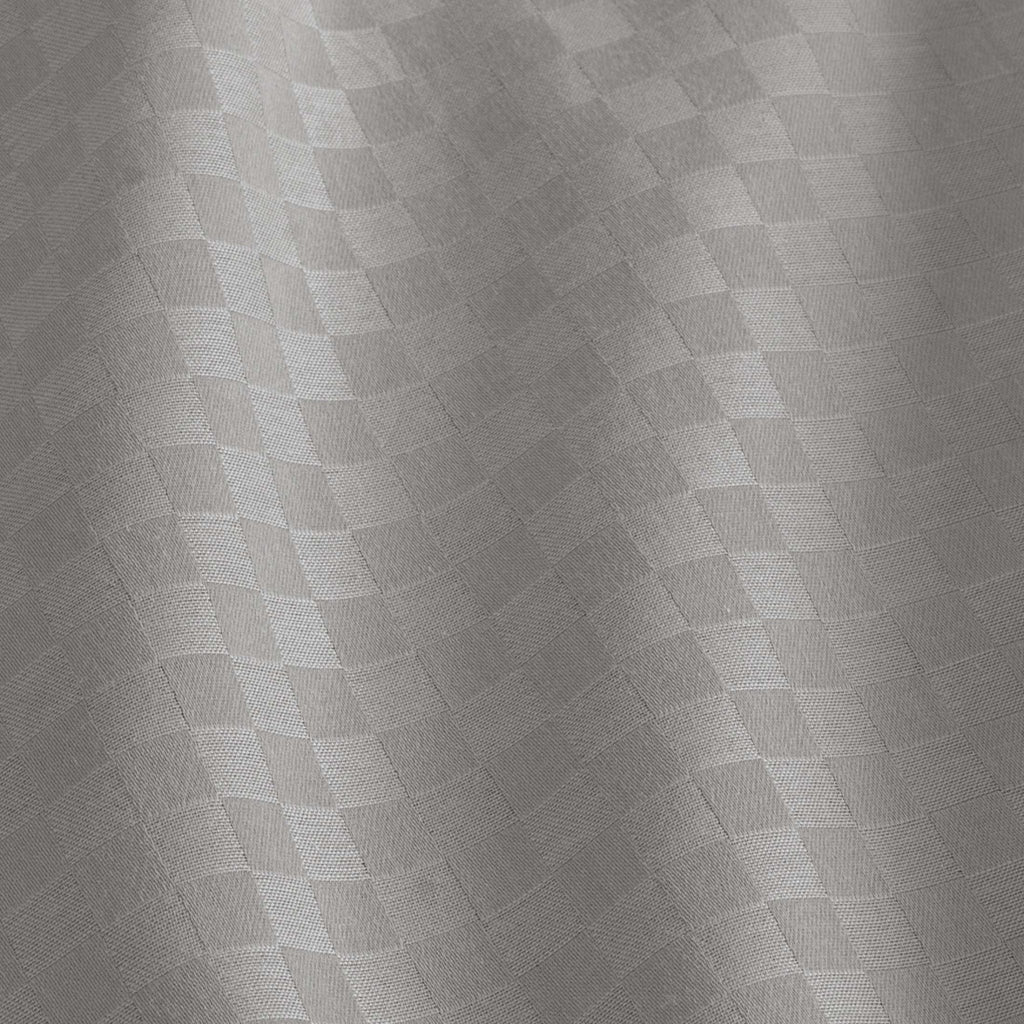Close-up of Alhambra stone grey cotton jacquard sateen checkerboard weave