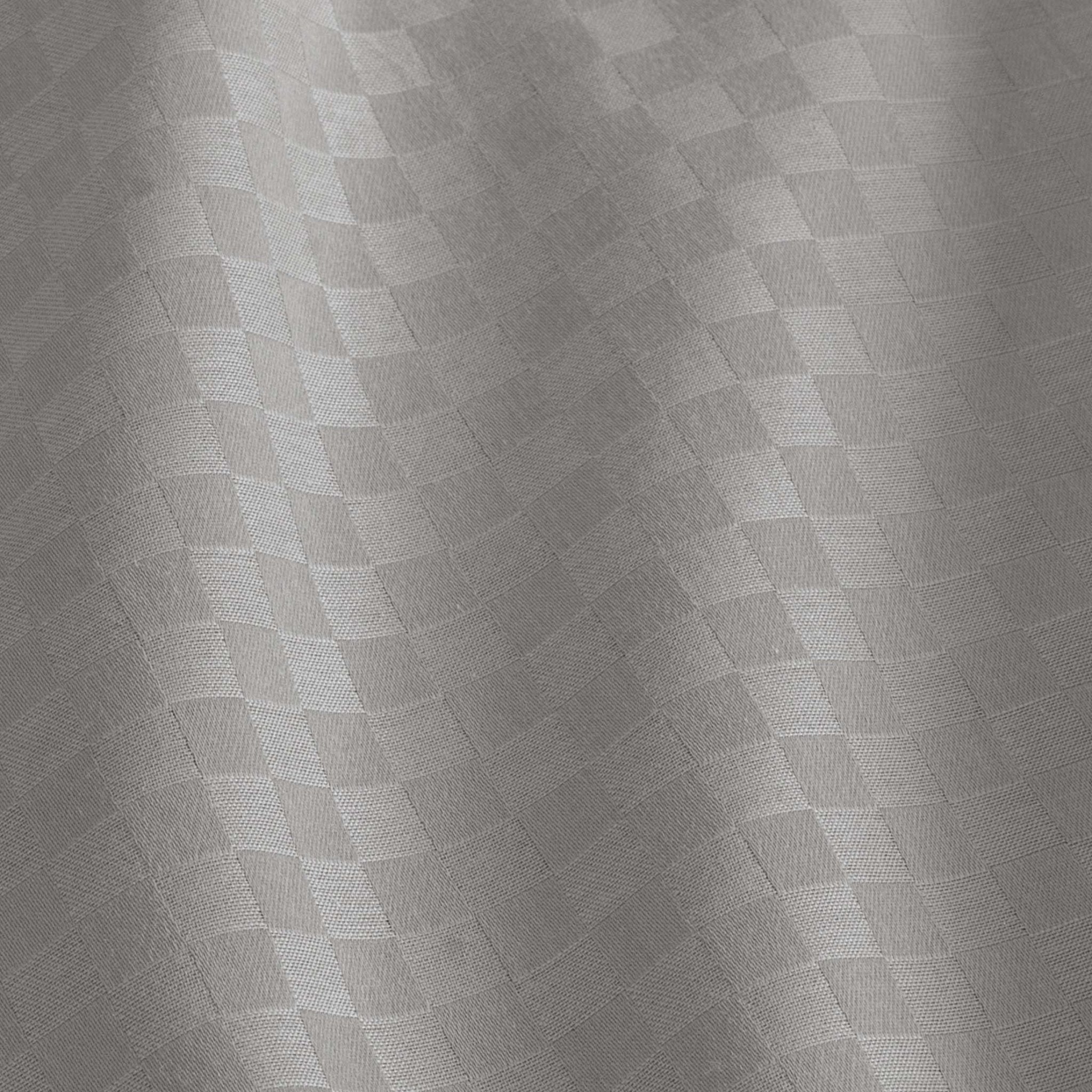 Close-up of Alhambra stone grey cotton jacquard sateen checkerboard weave