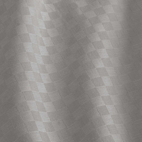 Close-up of Alhambra stone grey cotton jacquard sateen checkerboard weave