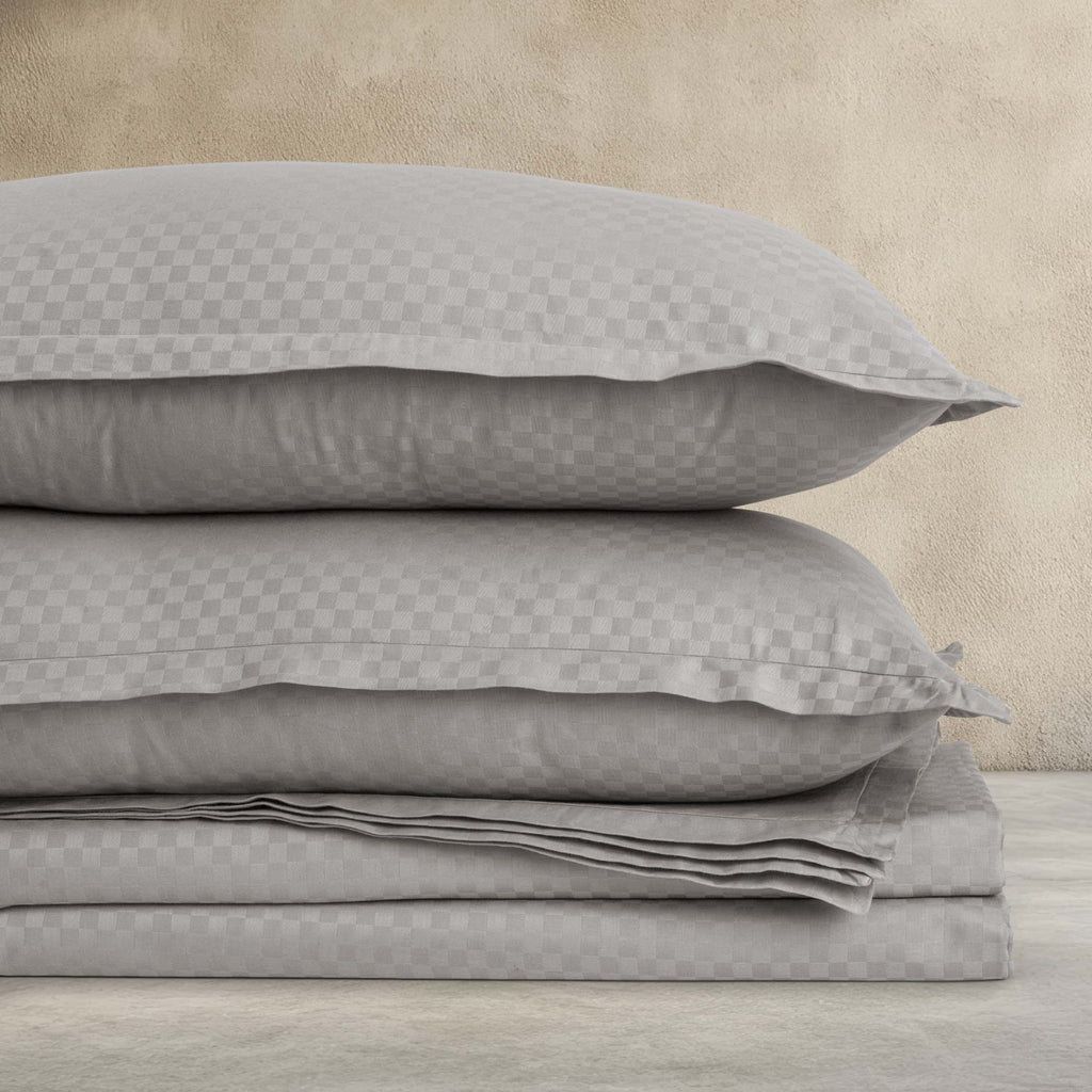 Folded Alhambra stone grey cotton jacquard sateen pillowcases