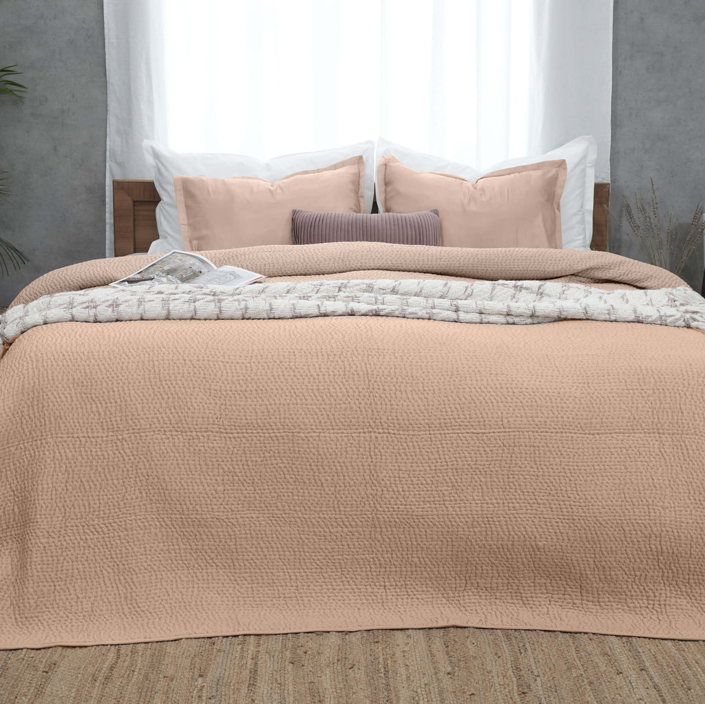 Serenity - Champagne Kantha Silk Quilt