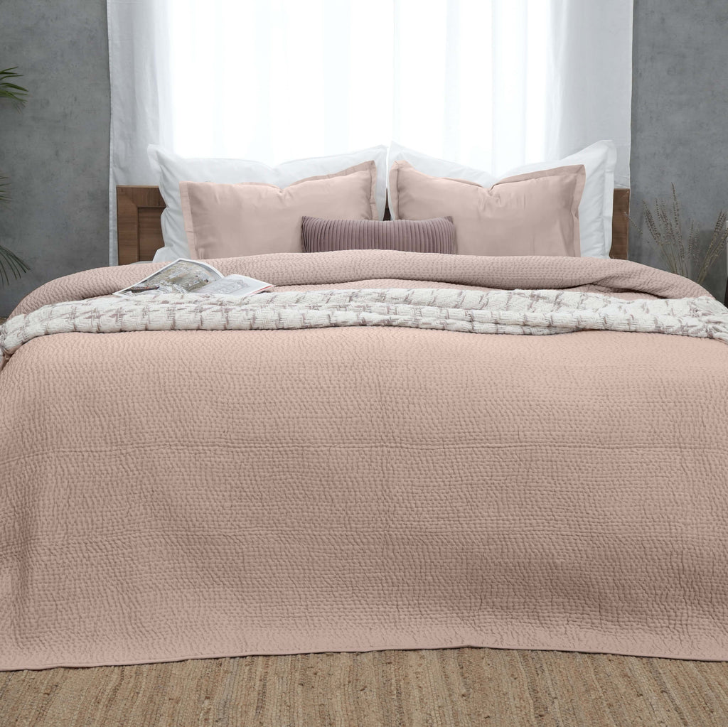Serenity - Rose Gold Kantha Silk Quilt