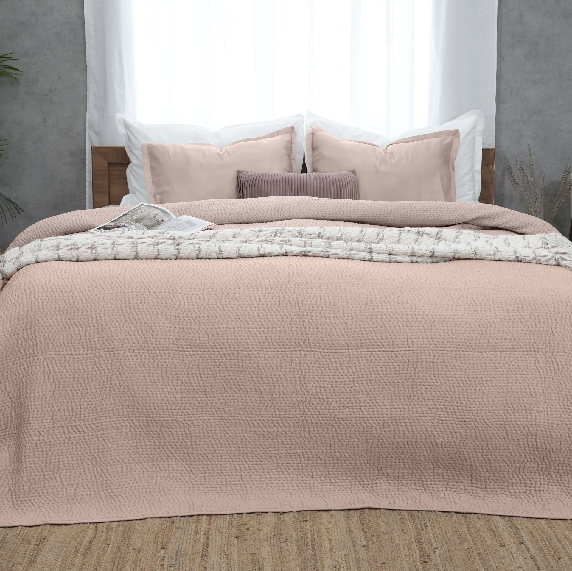 Serenity - Rose Gold Kantha Silk Quilt