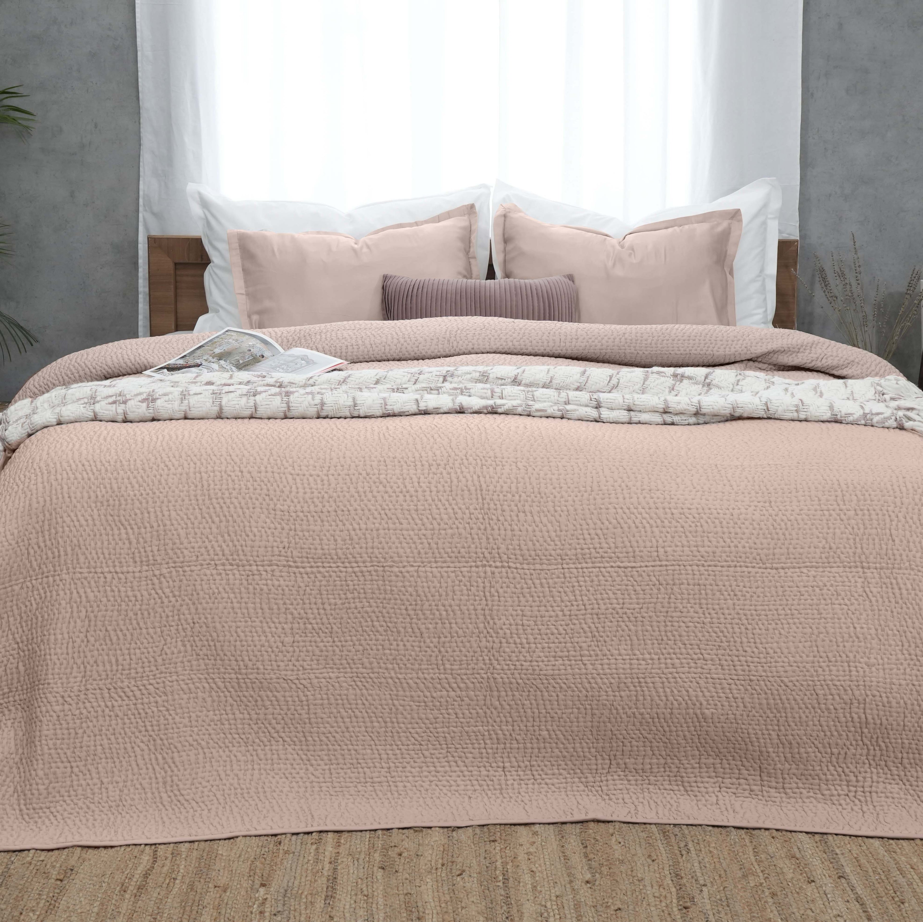 Serenity - Rose Gold Kantha Silk Quilt