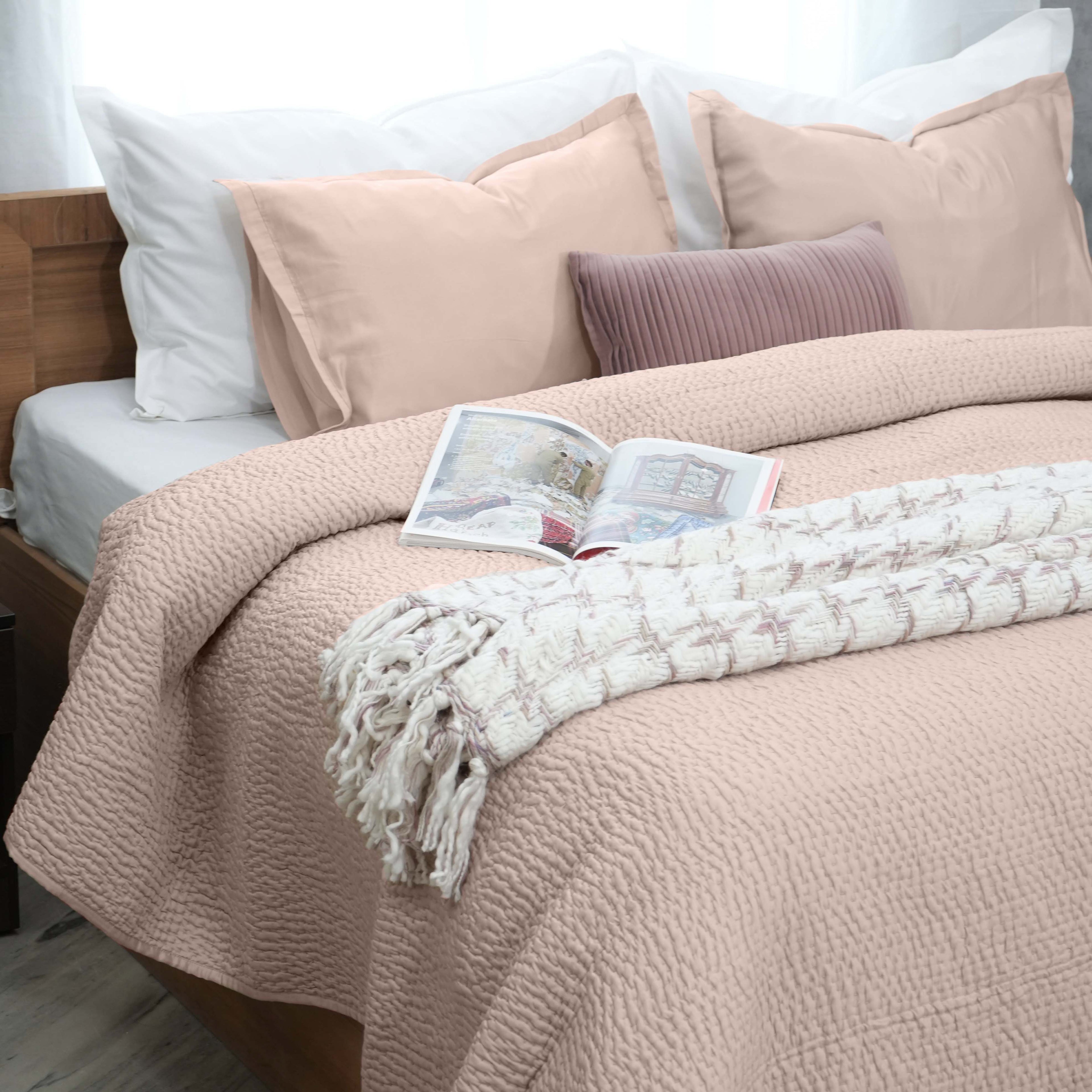 Serenity - Rose Gold Kantha Silk Quilt