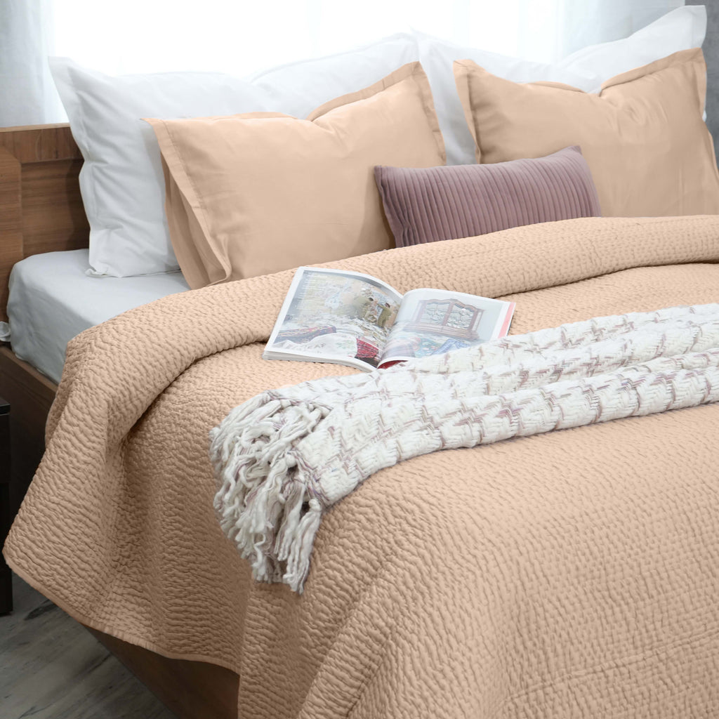 Serenity - Champagne Kantha Silk Quilt