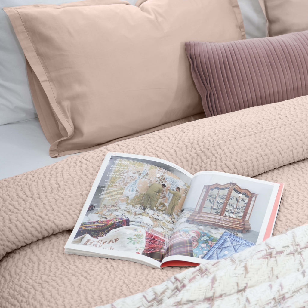 Serenity - Rose Gold Kantha Silk Quilt