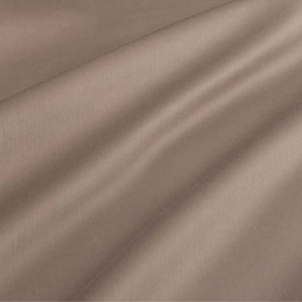 Close-up of Verona warm taupe 300 thread count cotton sateen fabric