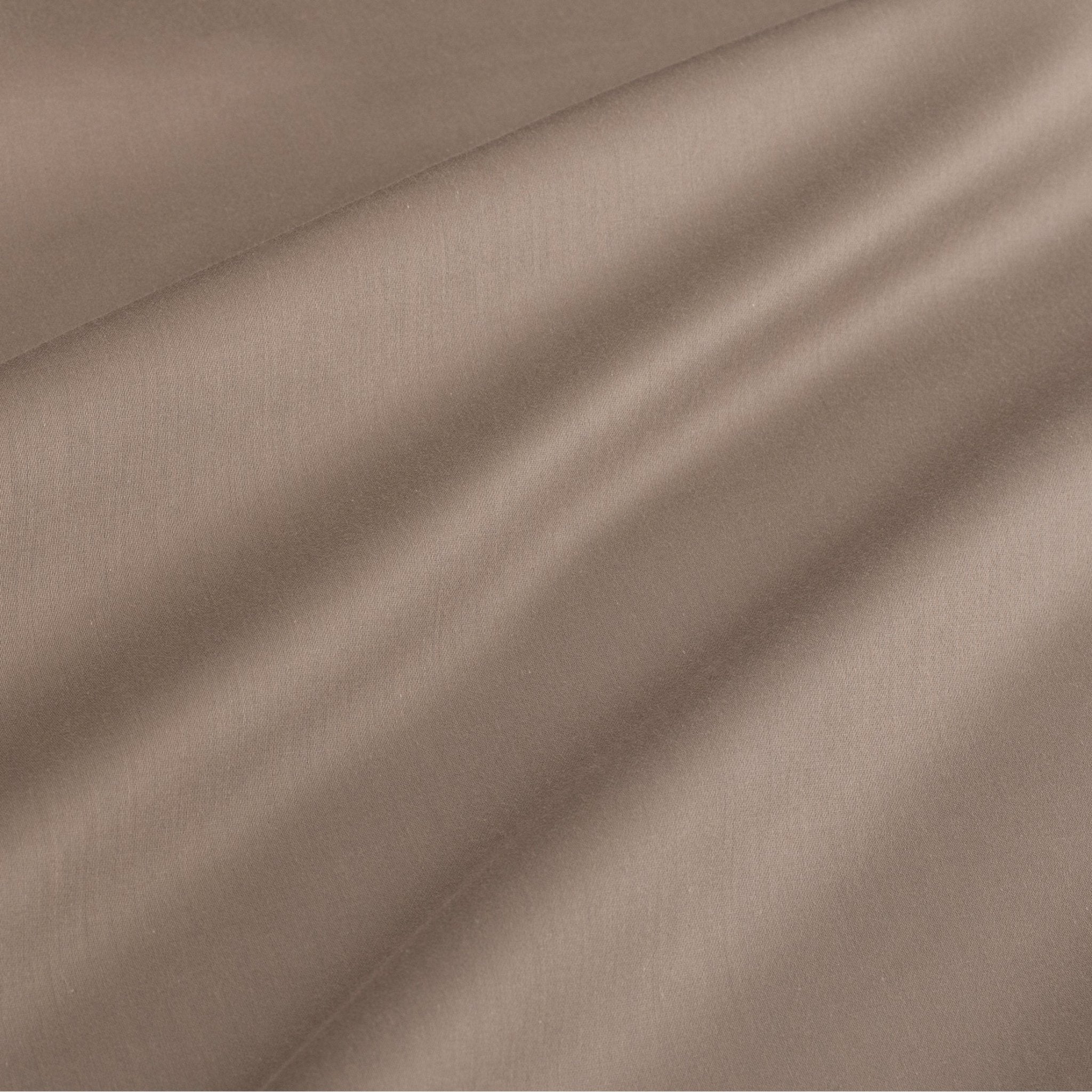 Close-up of Verona warm taupe 300 thread count cotton sateen fabric